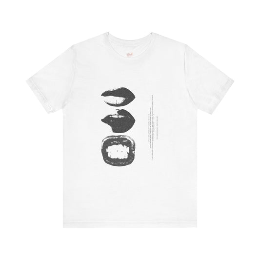 Stylish Artist Tee with Unique Lip Prints - Fashionable Casual Wear