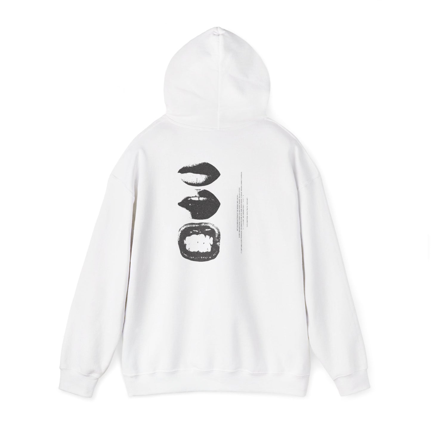 100% ART Hooded Sweatshirt with Abstract Lip Design, Cozy Fashion