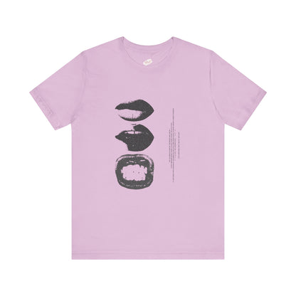 Stylish Artist Tee with Unique Lip Prints - Fashionable Casual Wear