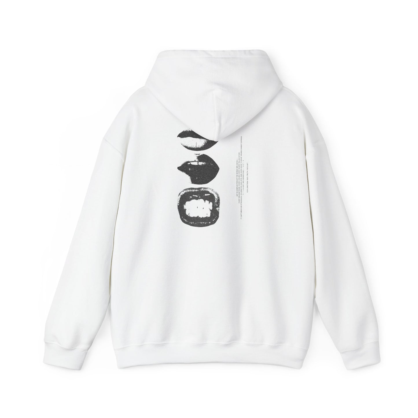100% ART Hooded Sweatshirt with Abstract Lip Design, Cozy Fashion
