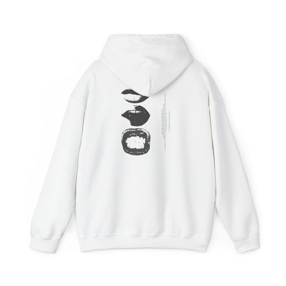 100% ART Hooded Sweatshirt with Abstract Lip Design, Cozy Fashion