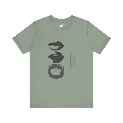 Stylish Artist Tee with Unique Lip Prints - Fashionable Casual Wear