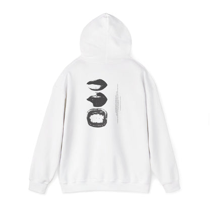 100% ART Hooded Sweatshirt with Abstract Lip Design, Cozy Fashion