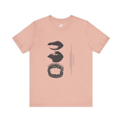 Stylish Artist Tee with Unique Lip Prints - Fashionable Casual Wear