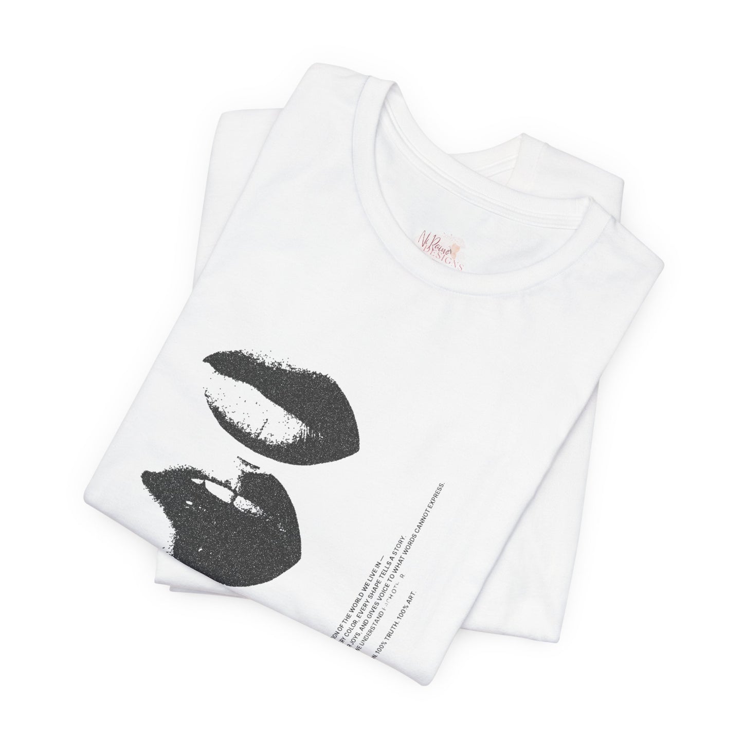 Stylish Artist Tee with Unique Lip Prints - Fashionable Casual Wear
